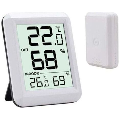 Thermomètre Intérieur et Extérieur, Thermomètre Connecté avec Capteur Extérieure sans Fil, Thermomètre Hygrometre Numérique avec Grand Ecran LCD, Commutateur ℃/℉, pour Bureau, Maison, Chambre (1/5)
