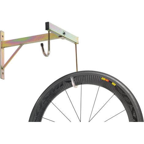 ANDRYS – Rastrelliera Porta Biciclette a Parete 2 Posti, con Staffa di Fissaggio e Tubo per Reggere la Bici, Smontabile, con Viti e Tappi in Pvc Neri, in Acciaio Zincato, Colore Tropical Oro, 35 x 37