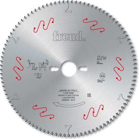Lame à faible épaisseur trapèze plate pour plastiques FREUD - Ø250 2,2/1,6 AL30 Z100 TP+ - F03FS05170 -LU4B 0300