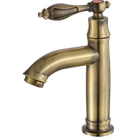 Retro single-handle brass bathroom sink faucet, bronze faucet, single cold water tap (1/5)