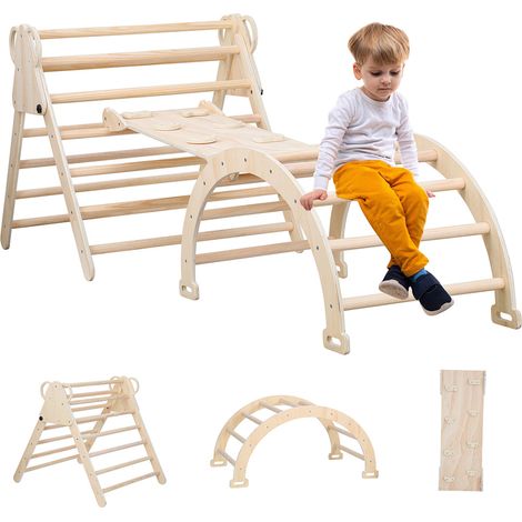 Randaco Kletterdreieck Klettergerüst Indoor Kletterleiter aus Holz Spielplatz für Kinder