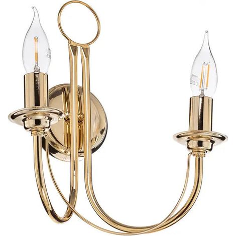 [GEBRAUCHT] B-Ware Euluna Wandleuchte Wandlampe Retro Gold Stahl Schalter Beleuchtung 2-flg (1/2)