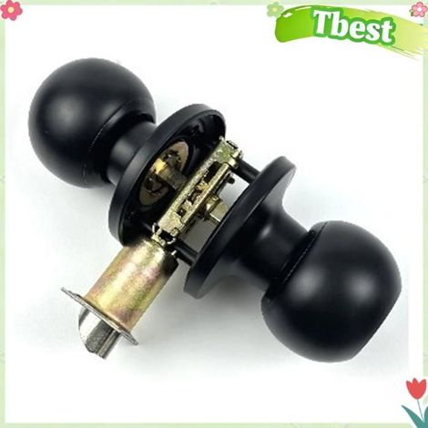 Serrure de salle de bain ronde, poignée noire, sécurité, stabilité, portes de pièce en bois, pratique, 3 clés, porte de 30 à 50 mm (1/4)