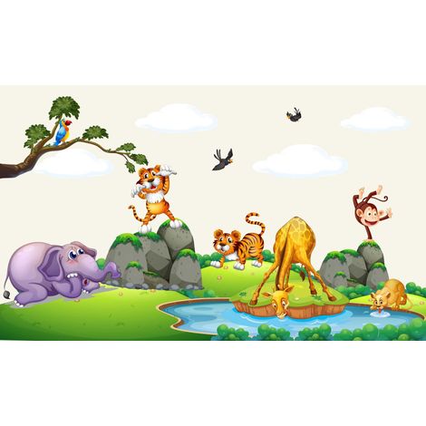 Tapis magnétique pour cache radiateur, Animaux Safari, 60x100cm (1/3)