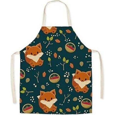 Children's linen apron with a cute design, for cooking, painting, gardening (1/5)