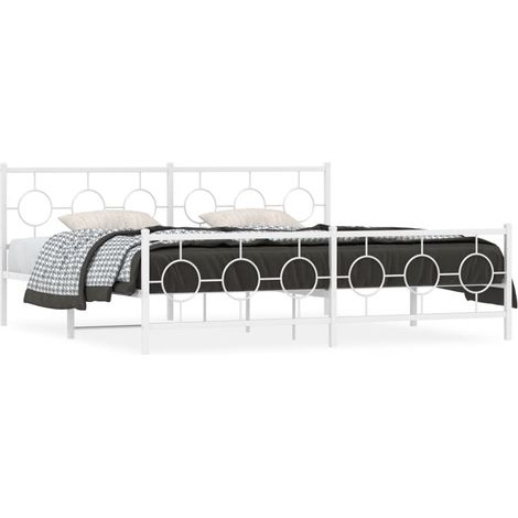 Maison Exclusive - Giroletto con Testiera e Pediera Metallo Bianco 200x200 cm (1/5)