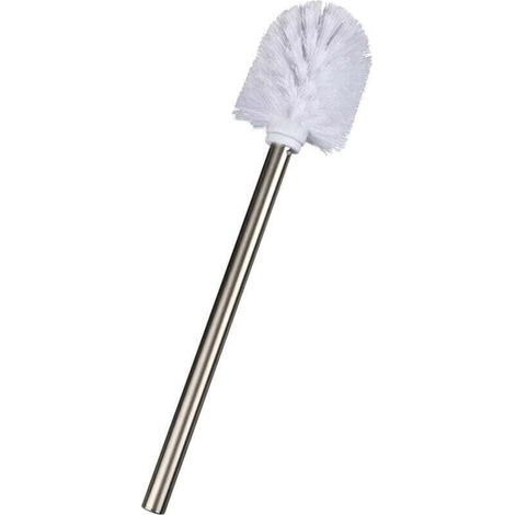 Brosse WC de rechange pour porte-brosse WC avec manche en acier inox mat, Polypropylène, Ø 8x35 cm, blanc (1/5)