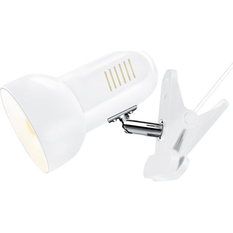 Lampe à Pince avec Douille E27, Tête Pivotante Réglable, Interrupteur, Câble 180 cm, pour Table, Chevet, Bureau, Atelier (Ampoule Non Incluse) (Blanc) [Classe énergétique A] (1/5)