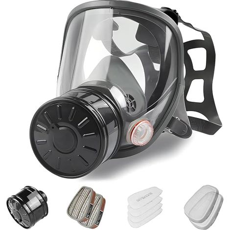 Vollgesichts-Gasmaske, Atemschutzmaske für den Schutz vor nuklearen und chemischen Gefahren mit 40-mm-Aktivkohlefilter, Staubmasken zum Schutz der Atemwege vor Gasen, Dämpfen und Chemikalien