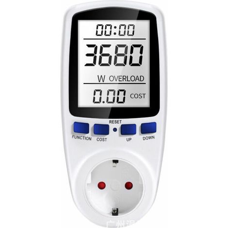 Contatore elettrico con monitor, misuratore di energia e consumo di corrente con schermo LCD retroilluminato e protezione da sovraccarico (tariffa singola) (1/4)