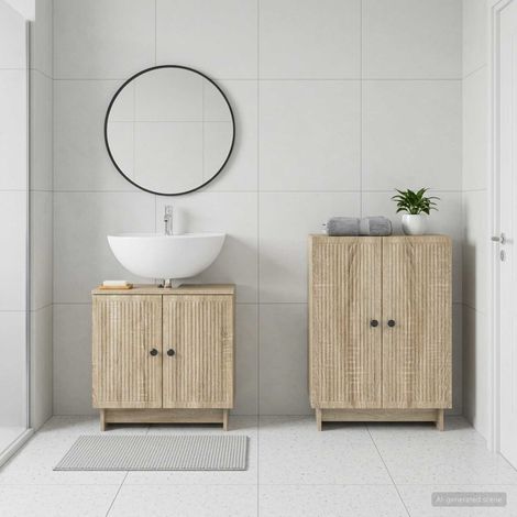vidaXL 2 Piece Bathroom Cabinet Set EDE Sonoma Oak Engineered Wood (1/5)