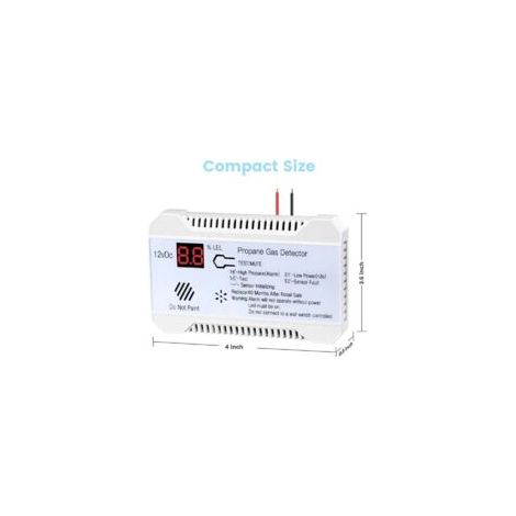 Rilevatore di gas propano 12V per camper - Allarme 85dB - Display digitale - Compatto e leggero (certificato CE) - Crezuo