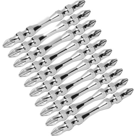 Kit de 10 embouts de tournevis hexagonaux à double extrémité 65 mm PH2 cruciformes magnétiques (1/5)