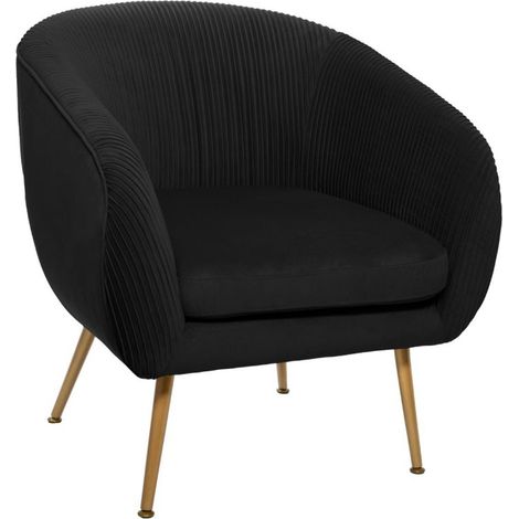 Fauteuil en velours pliable coloris noir - L. 74 x l. 70 x H. 78 cm -PEGANE-