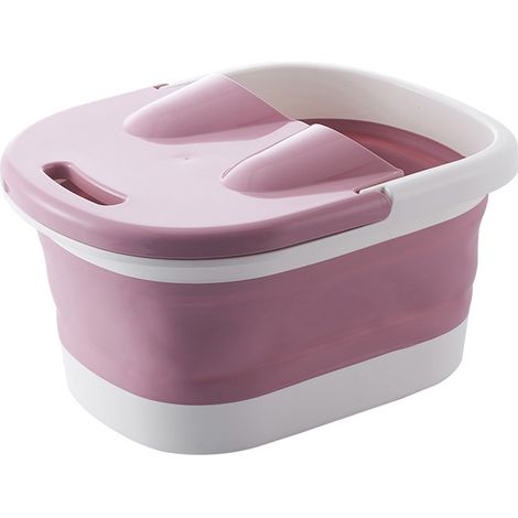 Baignoire pliante pour pieds avec rouleaux masseurs, spa portable pliable, seau de trempage avec poignée et couvercle rose (1/5)