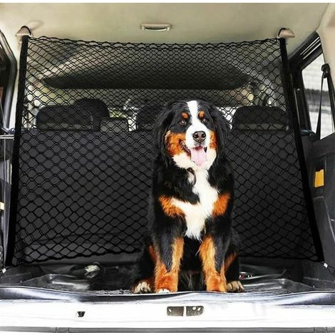 Couche Double Filet Coffre Voiture, Animaux Portable Filet Voiture pour Chien, Universelle pour Voiture Séparation pour Chien Chat Fil Noir 9040cm, (1/5)