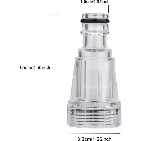 Set mit 5 Autowaschmaschinen-Zubehörteilen: Wasserfilter, Universalanschluss, Schnellanschlussnippel (transparent). (1/5)