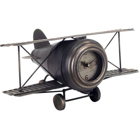 Signes Grimalt Reloj Sobremesa Decoracion Reloj Sobremesa Avión Relojes Sobremesa Negro 27x38x19cm 23921