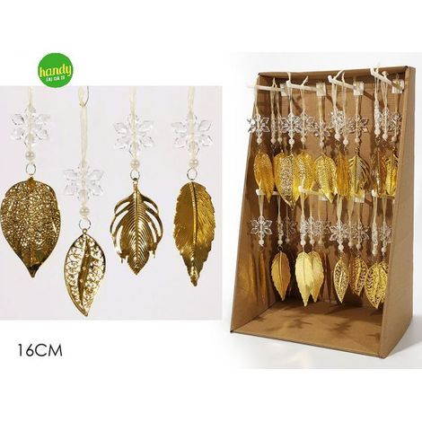 Appendino natalizio general trade con foglia oro h.16 cm (1pz)