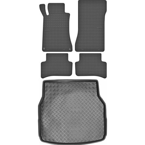 Juego de alfombrillas de goma para coche y maletero para Mercedes Clase C W203 Familiar (2000-2007).