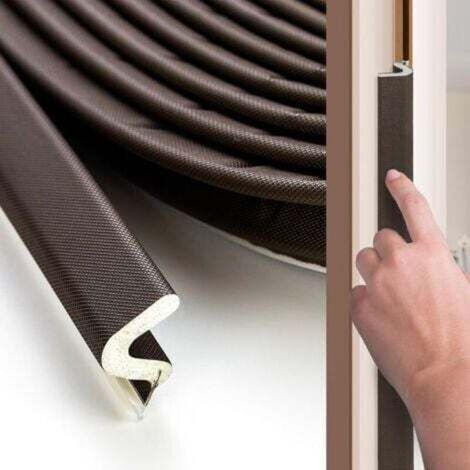 Bande d'étanchéité pour porte, 8 m, bande d'isolation phonique et thermique en forme de V, adaptée aux grands espaces, marron. (1/5)
