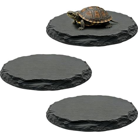 Lot de 3 places de soleil pour reptiles de 15 cm - Plateforme solaire en ardoise naturelle - Fabriquée à la main - Décoration de terrarium pour reptiles et amphibiens (1/5)