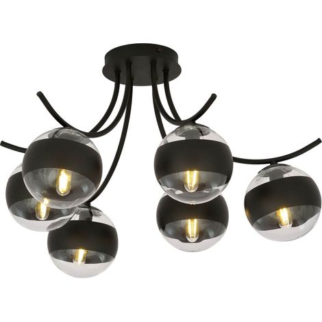 Lampadario Emibig Boston moderno nero/vetro 6xE14 IP20 (1/5)