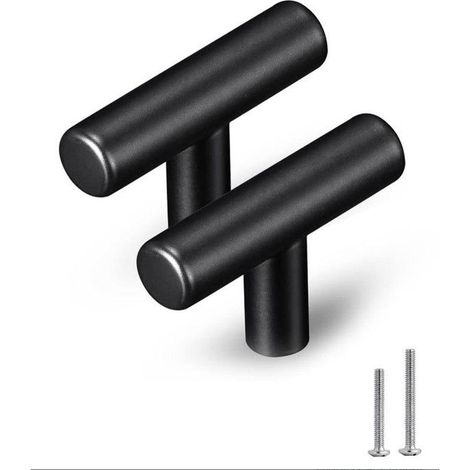 Ensemble de 10 boutons ronds noirs pour placards, tiroirs, salles de bains et commodes (1/5)
