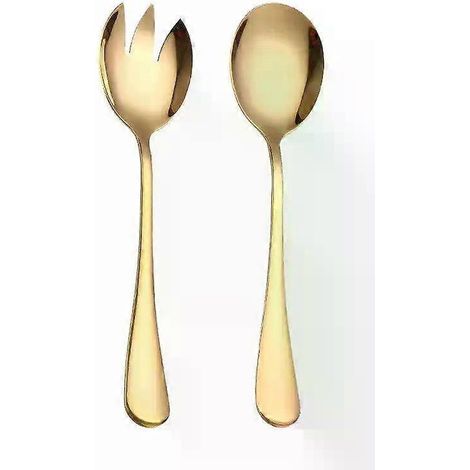 HONORNIC - Ensemble de couverts Spklifey Gold : cuillère à salade, fourchette, cuillère à salade en acier inoxydable, ensemble de cuillères de service, cuillères colorées et originales