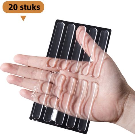 Lot de 20 patins autocollants anti collision en silicone pour poignées de porte de réfrigérateur portes de placard et murs dimensions 63 x 10 x 2 mm couleur transparente (1/5)