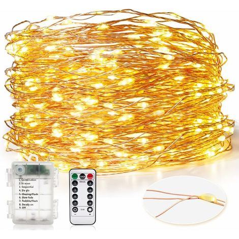 Guirlande Lumineuse Pile, 30M 300 Led Guirlande Lumineuse Batterieexterieur Intérieures Imperméable Fil Cuivre Lumières Blanches Chaudes Pour Mariage Champêtre Noël Anniversaire ​