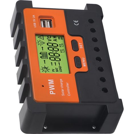 50A PWM Solar-Laderegler 12V 24V 48V, manueller Solar-Laderegler, 3-stufiges Ladegerät mit 2 x 5V USB-Anschlüssen für Wohnmobile und Freizeitfahrzeuge (1/5)