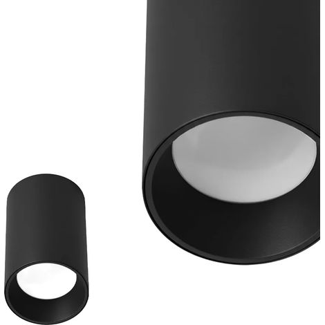 Plafonnier spot saillie rond noir Ø76x125mm aluminium GU10 IP20 SALSA-L - HOROZ (1/5)