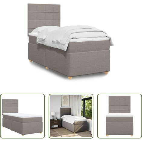 Matratze - Boxspringbett mit Matratze Taupe 90x200 cm Stoff (1/5)