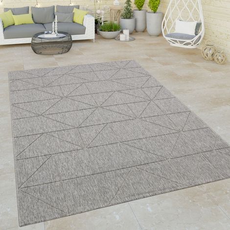 Paco Home Tapis Exterieur Terrasse Salon Cuisine Motif Abstrait Motif Geometrique 3D Gris 80x150 cm (1/5)