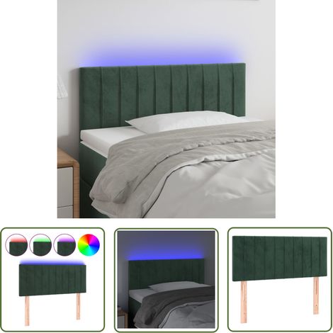 The Living Store Tête de lit à LED Vert foncé 80x5x78/88 cm Velours - Tête De Lit Led - Tête De Lit Velours - Tête De Lit Moderne - Éclairage Led - Têtière De Lit (1/5)