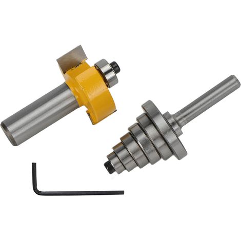 Set aus 2 T-förmigen Falzfräsern, silber und gelb, 1/2 Zoll Schaft, Oberfräse, Zapfenfräser, Holzbearbeitungswerkzeug, Nutfräserblatt, 2 Stück. (1/5)