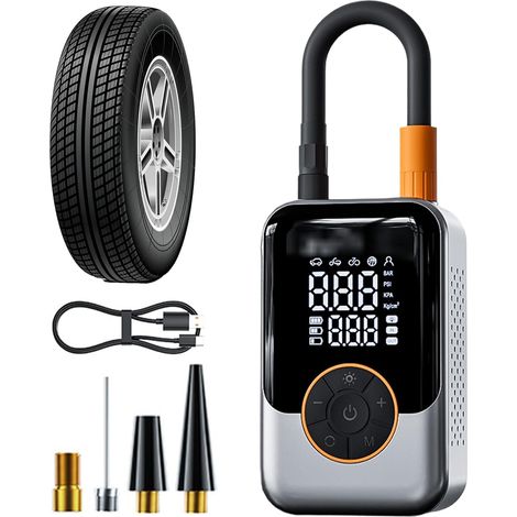 Pompe À Pneus Compresseur d'Air Électrique Portatif avec Écran LCD,Accessoire Auto Haute Pression Batterie Externe pour Véhicule et Voyage (1/5)