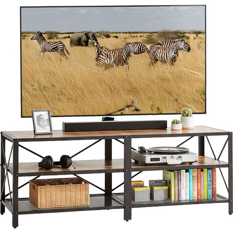Mueble de TV con 4 compartimentos, diseño industrial