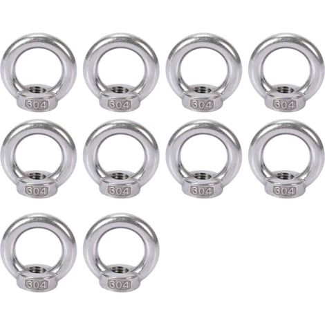 10 Stück Hebelauge-Schrauben, Mutter mit Ring für das Heben aus Edelstahl 304 Packung zu 10, M8