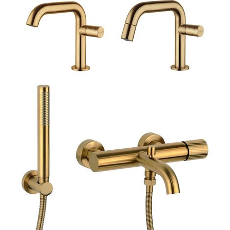 Einhebel-Waschtisch-, Bidet- und Badewannenmischer-Set in der Farbe gebürstetes Messing Mamoli Tuttodunpezzo KITTDPG6 (1/4)