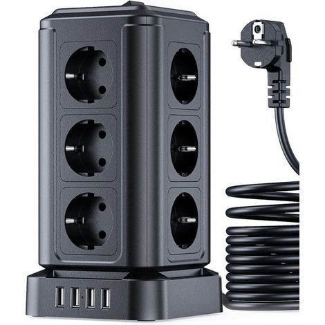 5M Power Strip, 12 Outlets and 5 USB Ports, Surge Protector Power Strip with 2 Switches, 5M Cord, Suitable for Living Room, Bedroom, and Office. (1/4)
