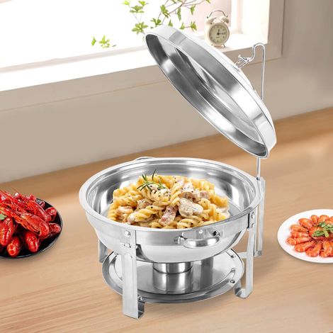 7.5L Rundes Chafing Dish Warmhaltebehälter, Edelstahl Chafing Dish Meal Stove Stand Top, Chafing Dish Buffet Set für Partys, Abendessen und Catering (1/5)