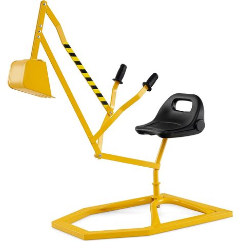 COSTWAY Escavatore Giocattolo per Bambini, Ruspa Cavalcabile con Controlli a 2 Mani e Pala Flessibile, Sedile Girevole a 360°, Ruspa Giocattolo per Esterni, 3 Anni+ (con Base Giallo) (1/5)