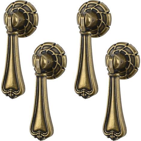 4 Pcs Vintage Zinc Alloy Carved Bronze Hanging Handles for Cabinets, Wardrobes, Cupboards, Drawers, Doors (1/5)