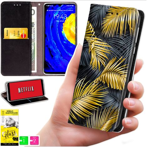 Brieftaschenhülle für Honor X5C Plus / X5C 4G – Blaumond-Print + 9H-Glas (1/5)