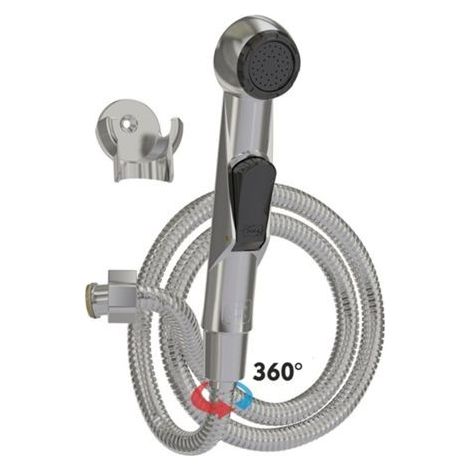 Douchette hygiénique - 4029-PLS - Pommeau rotatif 360° - Flexible inox 120 cm - Bouton d'activation intérieur (1/2)