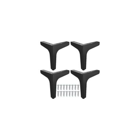 Pieds de meubles en métal de 10 cm, lot de 4, pieds trépied pour meuble TV ou armoire, finition noir mat (1/4)