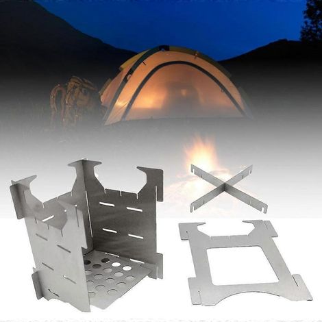 Mini réchaud à bois d'extérieur, portable et pliable, en acier inoxydable, idéal pour les pique-niques, le camping et les voyages. (1/5)