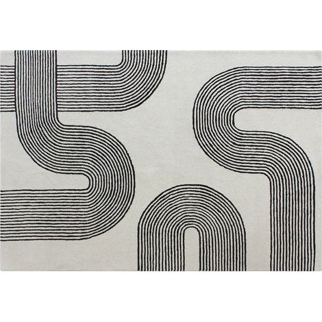 Tappeto taftato 100% lana 160 x 230 cm Bianco e nero 2300g/m² - NOCENO (1/2)